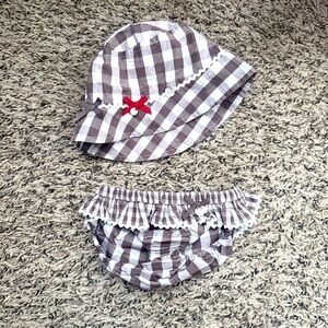 Kid baby Swimwear + Hat 1/6 months Tartine et Chocolat beige white